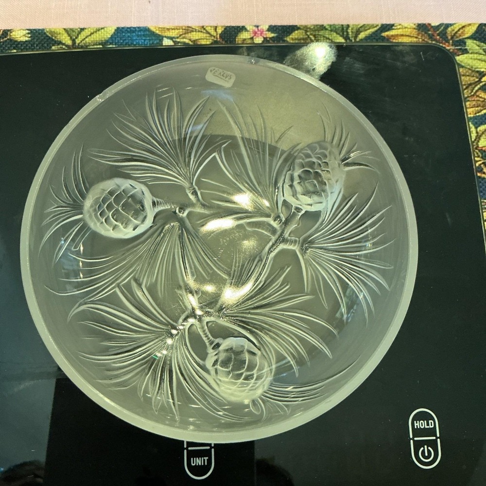 Antique Signed Verlys Glass Bowl/ Plate. France Circa 1940/ Art Deco Period